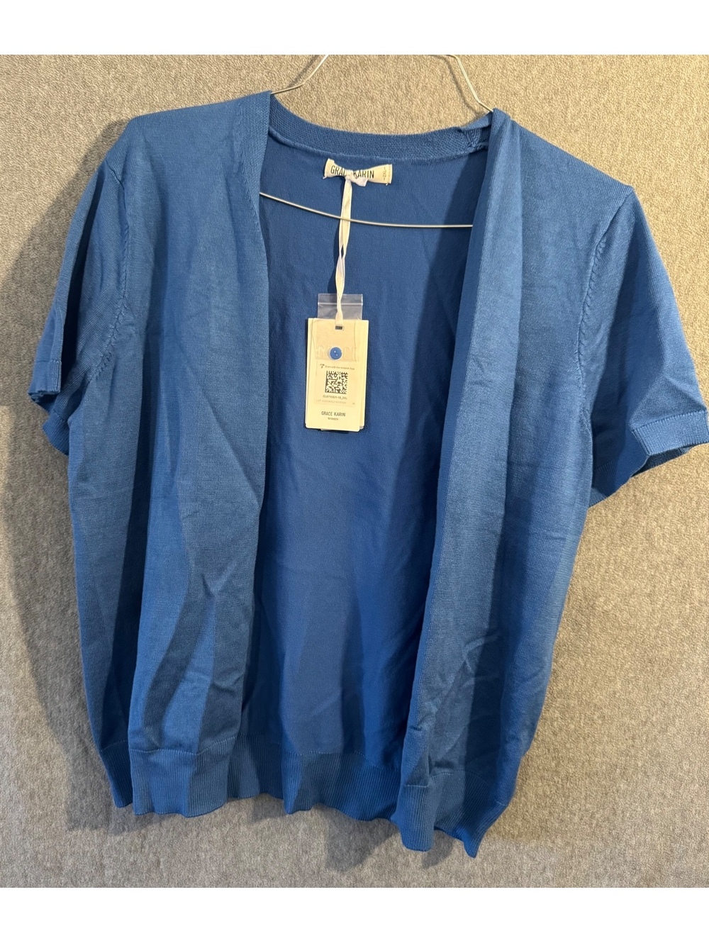 Grace Karin Womens Blue Short Sleeve Open Front Cardigan XL